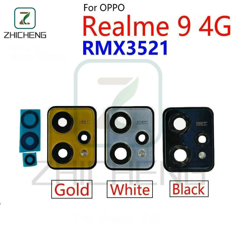 สําหรับ เรียลมี 9 4ก RMX3521 เลนส์กล้องด้านหลังด้านหลังพร้อมกรอบอะไหล่ทดแทน