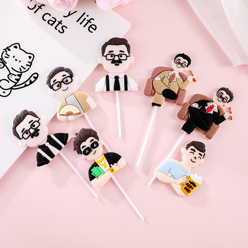 FDFathers Day Soft Rubber Cake Topper: ตกแต่งเค้กธีมของผู้ชาย