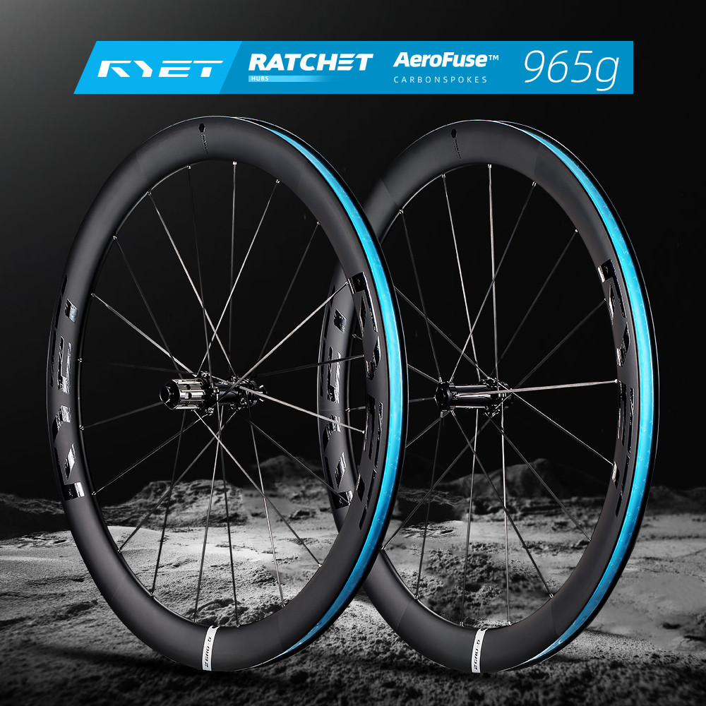RYET คาร์บอนดิสก์เบรก Wheelset 965g Ultralight, Carbon Spokes Tubeless Ready, 30T จดสิทธิบัตร Ratchet Ceramic Hub CenterLock Aero ขอบ 40-50 มม.ความลึกสําหรับ Road Racing รับประกัน 3 ปี