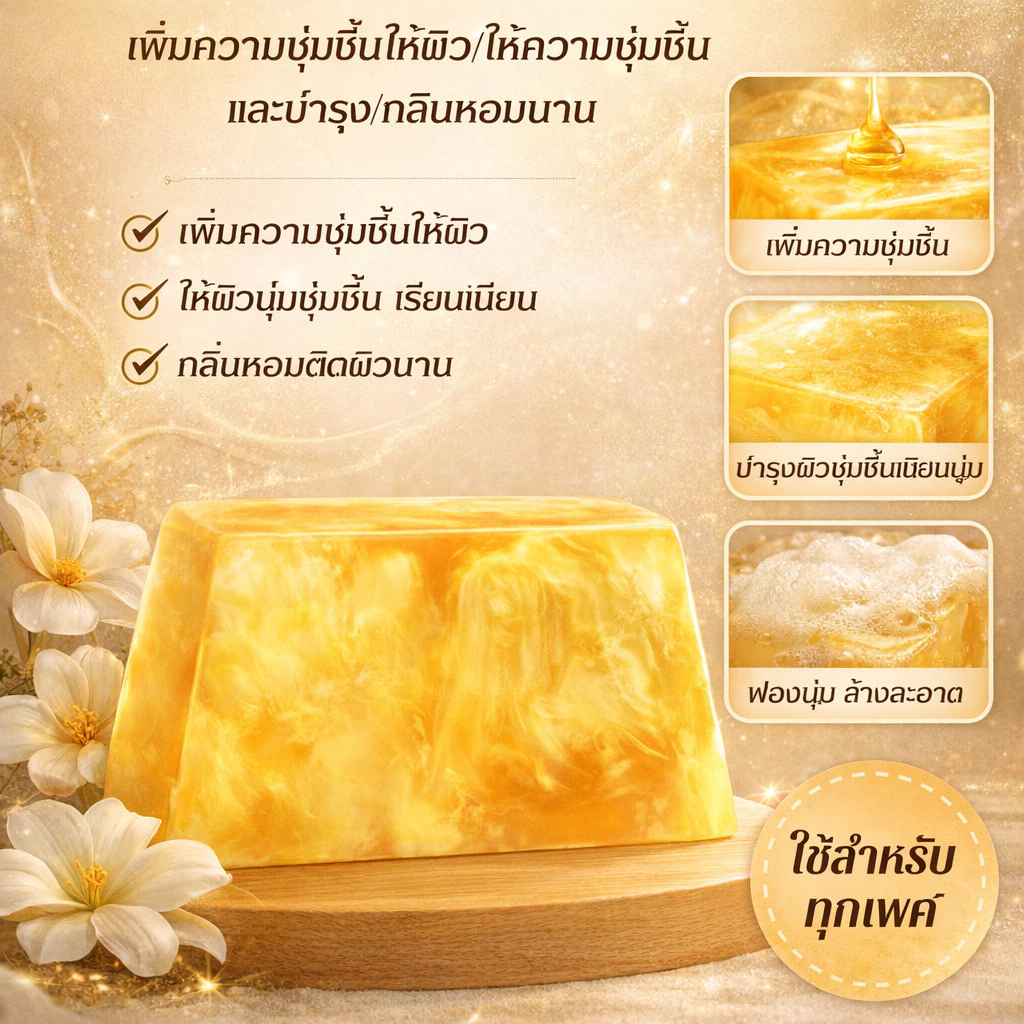 สบู่ทำมือน้ำมันหอมระเหยผสมทองคำและกรดอะมิโน thumbnail 7