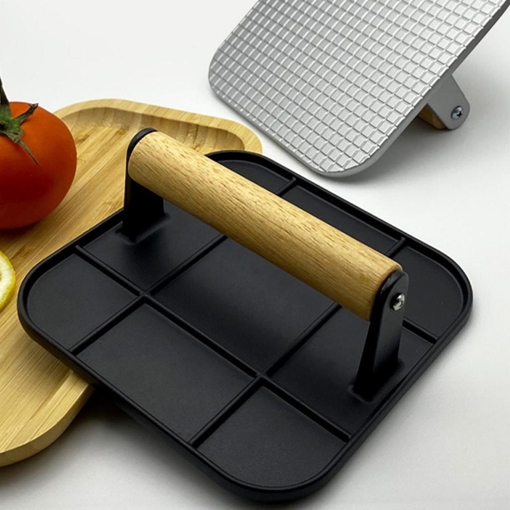 Burger Smasher 6.3 นิ้วย่างกดสําหรับ Burger บาร์บีคิว Smash กดไม้สําหรับ Home Griddle Grill และแซนวิ