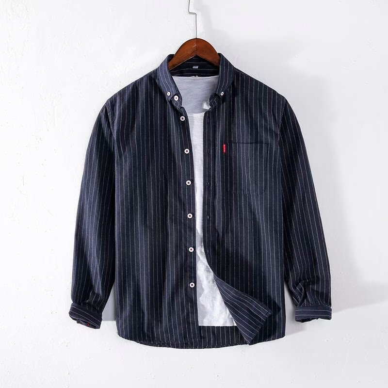 เสื้อเชิ้ตสีดำแขนยาว แบบธุรกิจสวมใส่สบาย
