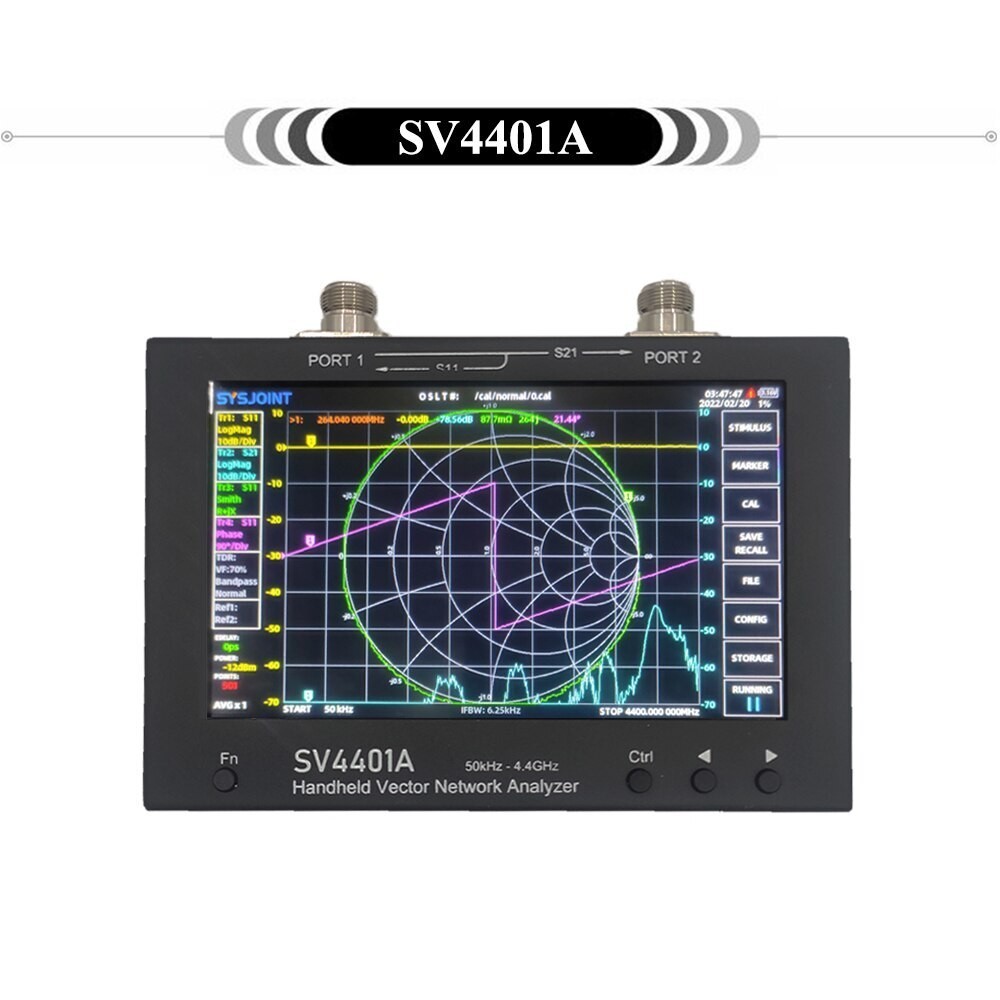 SV4401A Vector Network Analyzer 50KHz ~ 4.4GHz พร้อมหน้าจอสัมผัส 7 นิ้ว HF VHF UHF เสาอากาศ A
