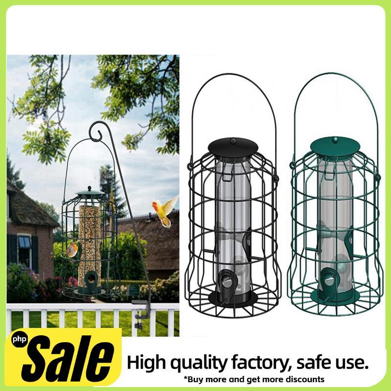 Bird Deterrent Feeder กันสนิมแขวน Bird Feeder กรงสําหรับ Garden Backyard กระรอก Wild Bird Feeder สีเ