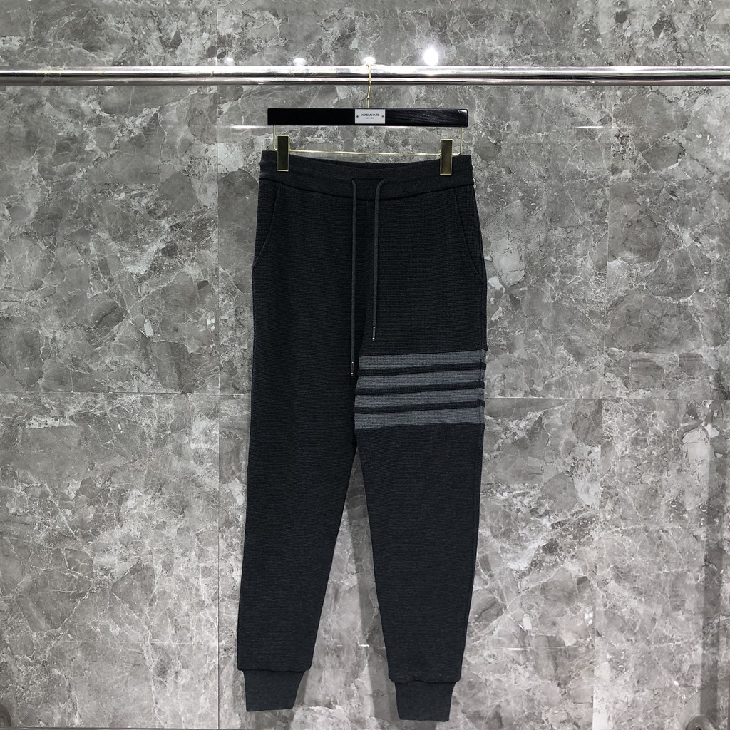 QKHG thombrowne Waffle black sweatpants, casual jogger pants for both men and women