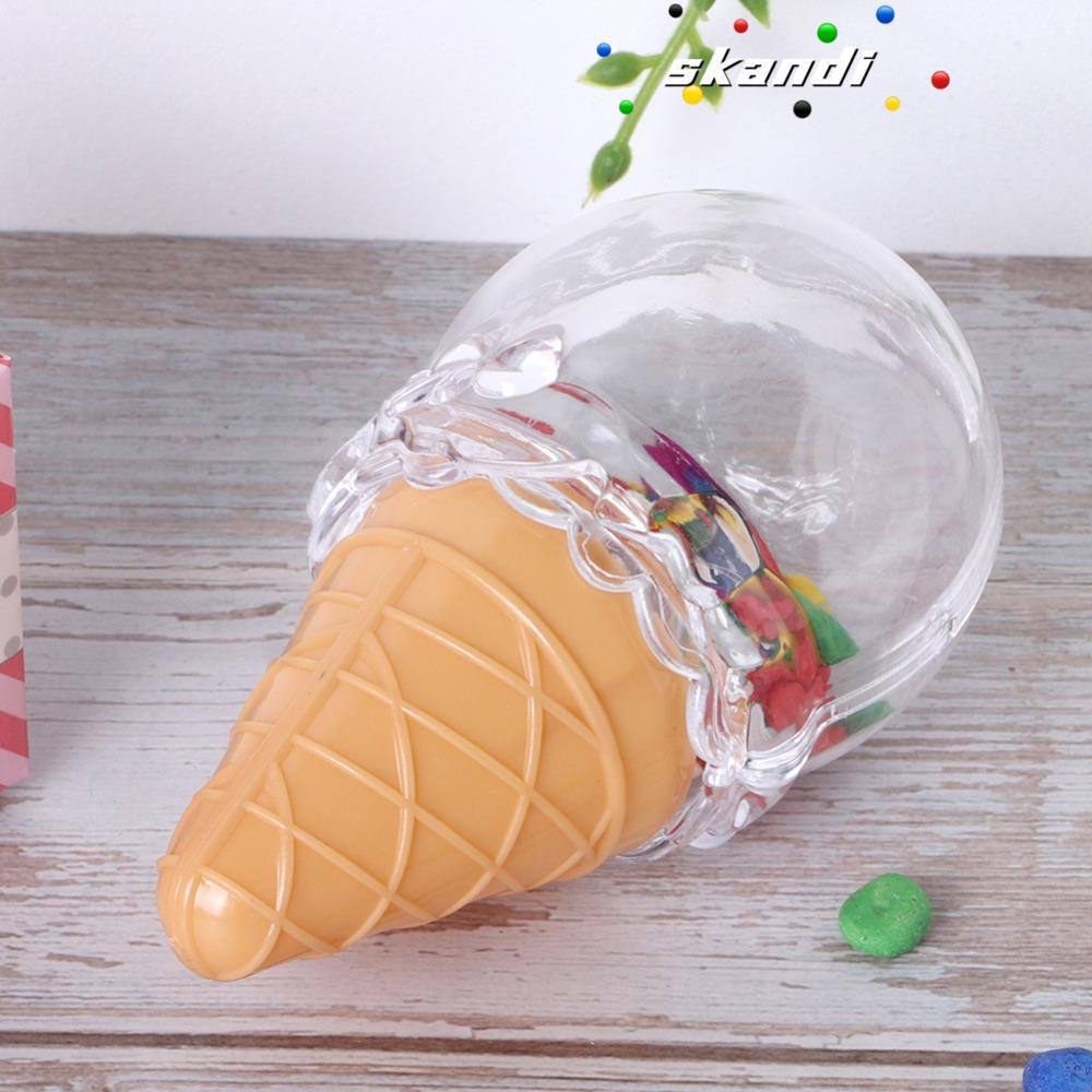 SKANDI 8 ชิ้นกล่องขนมไอศกรีม,รูปร่างไอศกรีม PS โปร่งใสกล่องขนม,พรรคโปรดปรานโปร่งใส 10x6 ซม./3.9x2.4i