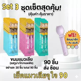 [คุ้มสุดๆ] เซ็ตขนมแมวเลีย + อาหารเปียกแมว แถมฟรีช้อนป้อนแมวสุดคิวท์ มีหลายเซ็ตให้เลือก
