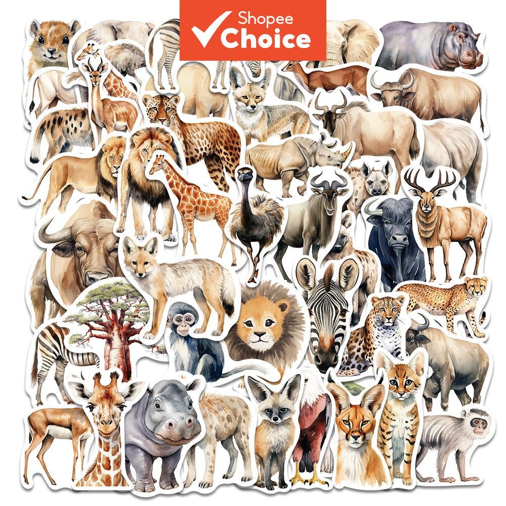 แอฟริกัน 250PCS Wildlife Aesthetic สติกเกอร์แล็ปท็อปโทรศัพท์สเก็ตบอร์ดกีตาร์กระเป๋าเดินทางสมุดภาพรถจักรยานยนต์ตกแต่งน่ารักไม่สุ่ม Duplicat 2-4 นิ้วแพ็ค