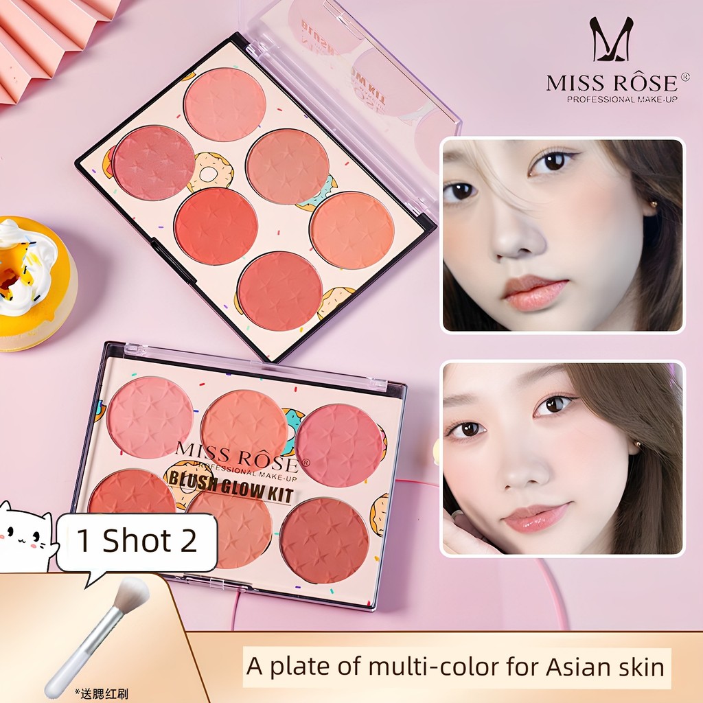 บลัชออน บลัชออน 4u2 Miss rose Six-Color Contouring บลัชออนสามในหนึ่งเดียว