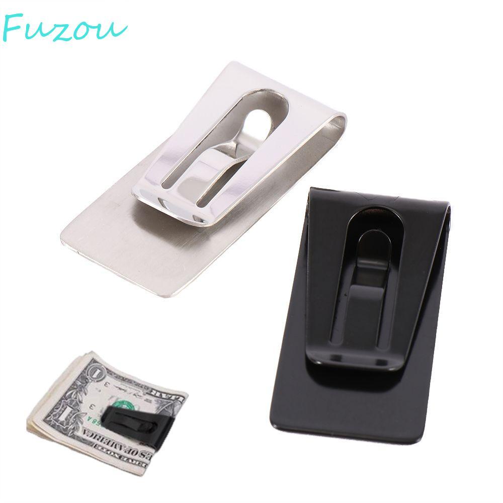 FUZOU Cash Holder Unisex Creative Bill Clip Business Card Holder Stainless Steel Ticket Holder Hollo