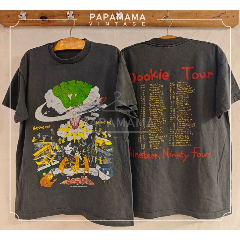 [ GREEN DAY ] @1994 DOOKIE American Green Tour BIO Washed เสื้อทัวร์ เสื่อวง เสื้อวินเทจ papamama vintage shirt