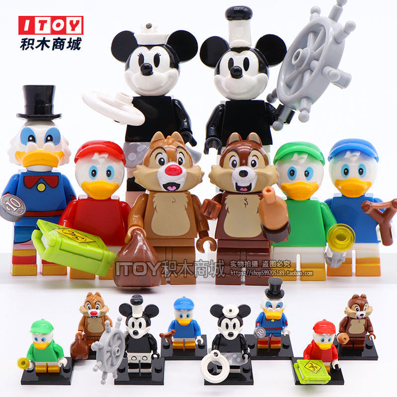 บล็อกตัวต่อจีนวาดวาดเพลง WM6066 Disney Mickey Minnie Chip n Dale ประกอบบล็อกตัวต่อ Minifigure ของเล่