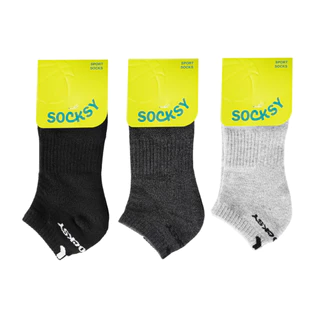 Socksy ถุงเท้าออกกำลังกาย เสริม Cushion Pad รองรับแรงกระแทก มี Tab ป้องกันข้อเท้าเสียดสี (แพ็ค 3 คู่, 12 คู่) รุ่น ZV