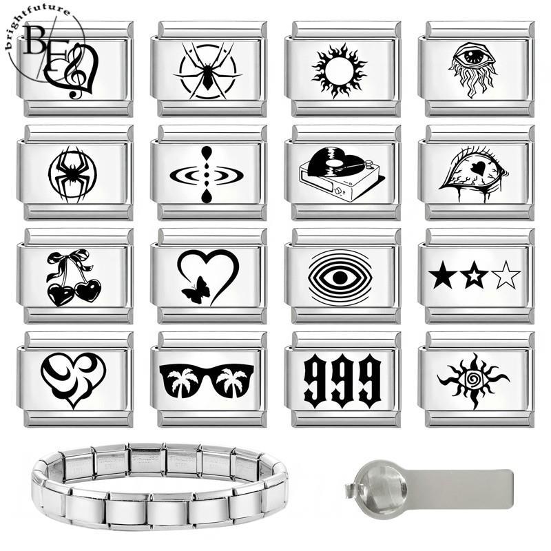 สร้อยข้อมือ charm สแตนเลสสไตล์อิตาเลียน ขนาด 9 มม. เหมาะสำหรับการทำเอง (DIY) และสวมใส่แบบ retro