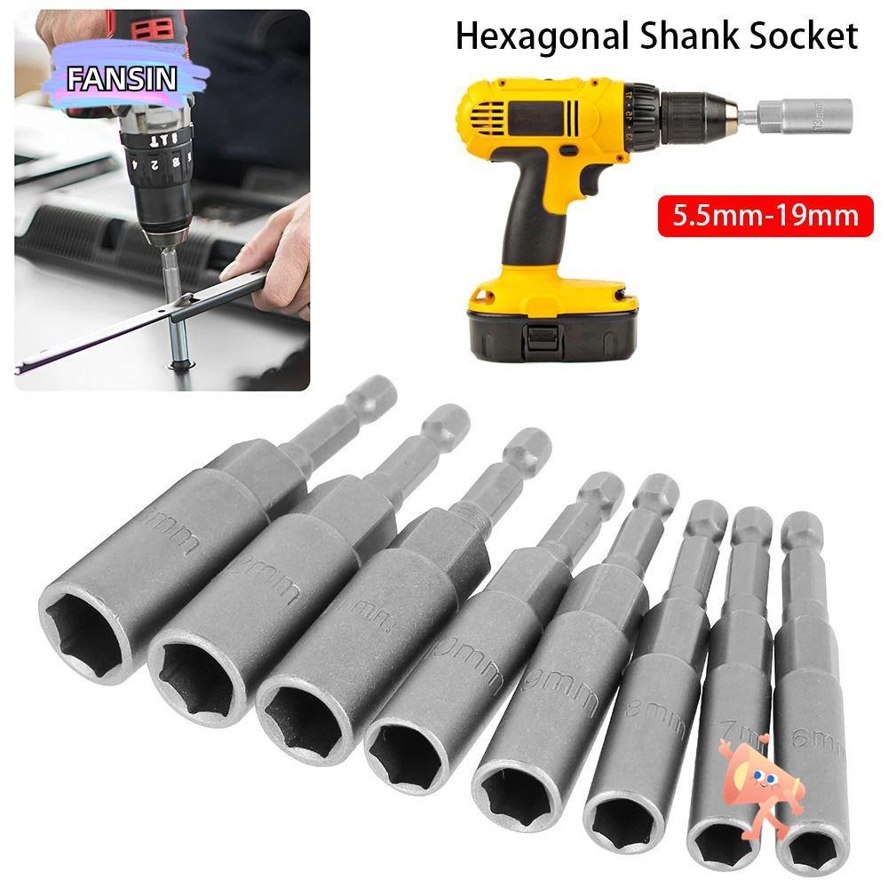 FANSIN 1 ชิ้น Key Drill Bit Adapter, Magnetic Nut ไขควงไดรฟ์ซ็อกเก็ต Hex, 80 มม.ความยาว 5.5-19 มม.1/