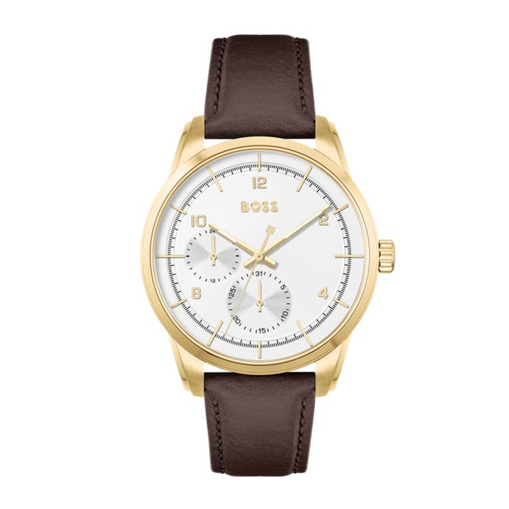HUGO BOSS นาฬิกาข้อมือผู้ชาย SOPHIO รุ่น HB1513956 สายหนัง สีน้ำตาล 42มม.
