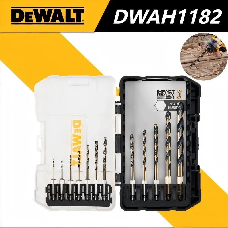 DeWalt DWAH1182 12PCS Black & Gold Impact Drill Bits – HSS Twist Drill Hex Shank สําหรับ DCF850, Fast เจาะโลหะ/ไม้/พลาสติก – โปรปัง