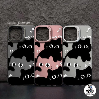 🔥ส่งจากไทย🔥For เคสไอโฟน11/12/13/14/15/16/17 Pro Max Cute Black Cat TPU Matte Case For iPhone 13,14,15,13PM,14PM,15PM เคส