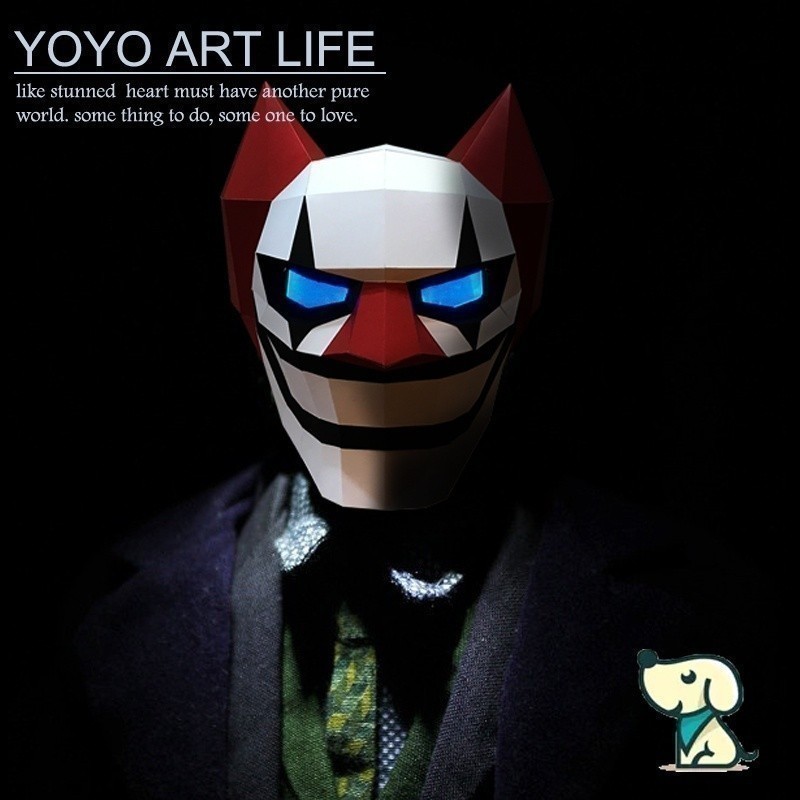 Dada DK2 Z1 กระดาษคริสต์มาสตัวตลกหน้ากากชาย diy หมวก Origami ประเภทสยองขวัญตลก Masquerade Party Perf