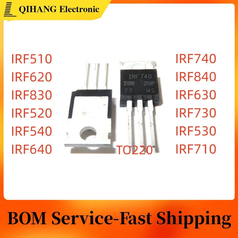 5PCS IRF510 IRF620 IRF830 IRF520 IRF540 IRF640 IRF740 IRF840 IRF630 IRF730 IRF530 IRF710 TO-220 Fiel