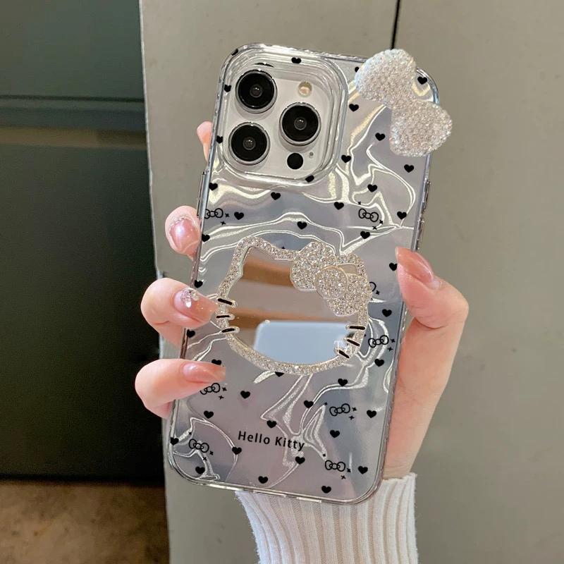 3D Bow Hello KittyกระจกสําหรับRealmeหมายเหตุ70 70T 60 60X 50 15 13 Pro C71 14 14T C75X C65S C61 C75 C63 12X C55 10 C53 C51 C15 Water Rippleฝาครอบโทรศัพท์