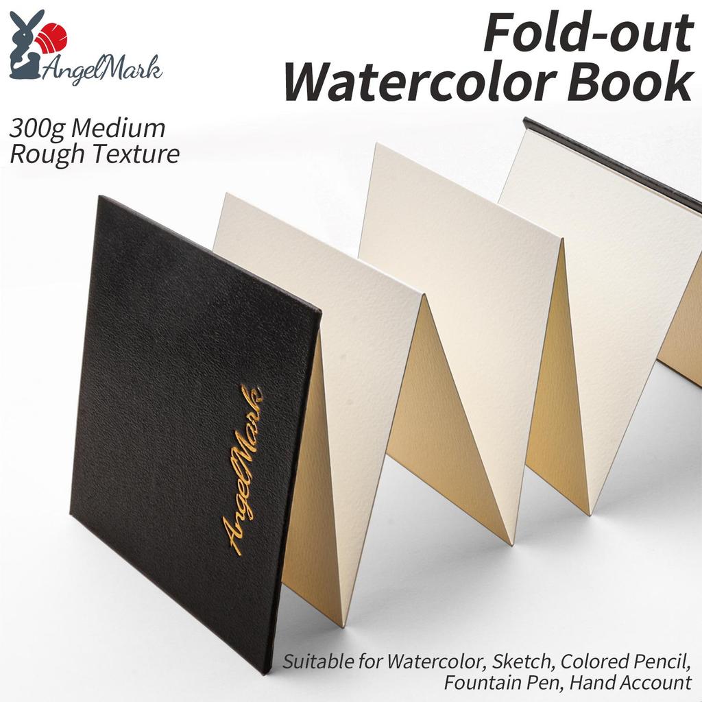 Angelmark หนังสือสีน้ําพับได้พับออกแผ่นสีน้ําอุปกรณ์ศิลปะ
