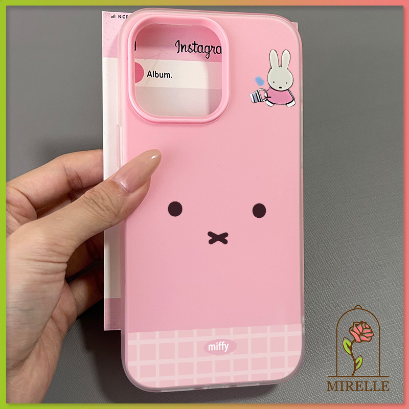 กระต่ายมิฟฟี่ถือแก้ว สำหรับ IPhone 15 17 11 13 16 14 Pro Max XR XS X 6 7 8 Puls การ์ตูน เคสไอโฟน 12 เคสโทรศัพท์เจลลี่ใหม