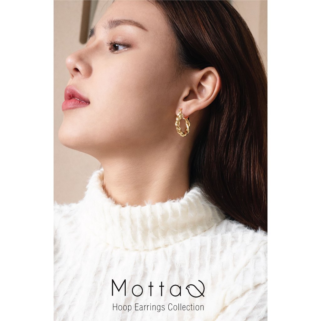 Motta Earring ต่างหูห่วงชุบทองคำขาว ใส่ติดหูได้ทุกวัน