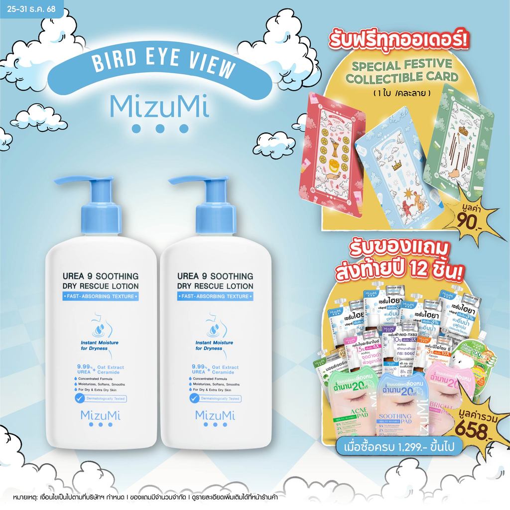 [แพ็คคู่] MizuMi Urea 9 Soothing Dry Rescue Lotion 250g โลชั่นบำรุงผิวเข้มเข้น ฟ