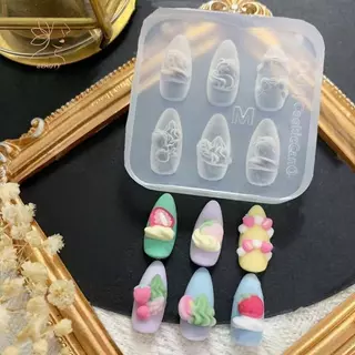 [maybeauty] แม่พิมพ์เล็บซิลิโคนใสเข็มขัดหัวเข็มขัดดอกไม้โคลเวอร์สี่ใบ 3D แม่พิมพ์ตกแต่งเล็บแม่แบบแต่งเล็บ {TH}