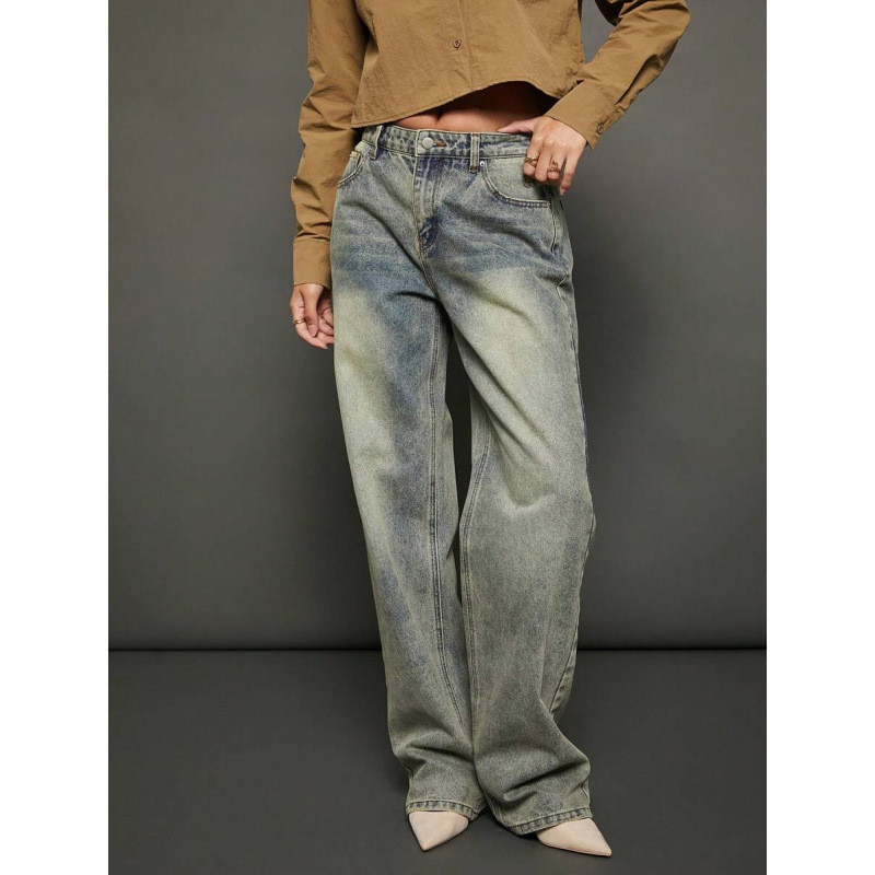 AMUSE BKK - Perry Pants กางเกงขายาว ทรงบาเรล ดีเทลแต่งหมุด ผ้าฟอก