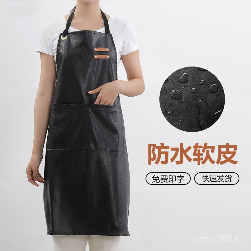 ผู้ชาย Workwear ผ้ากันเปื้อนครัวครัวเรือนโรงแรมพิมพ์ Halter คอรับประทานอาหารกันน้ํา Chef กันน้ํามันห