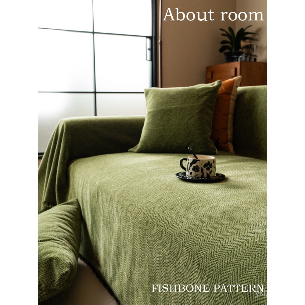 โซฟาผ้า เชนิลล์ ปกโซฟาเบาะขนาดกลางหนึ่งชิ้นโซฟาผ้าขนหนูเต็มปกโบราณปกผ้าขนหนูสี่ฤดูกาล Rh9ฉ