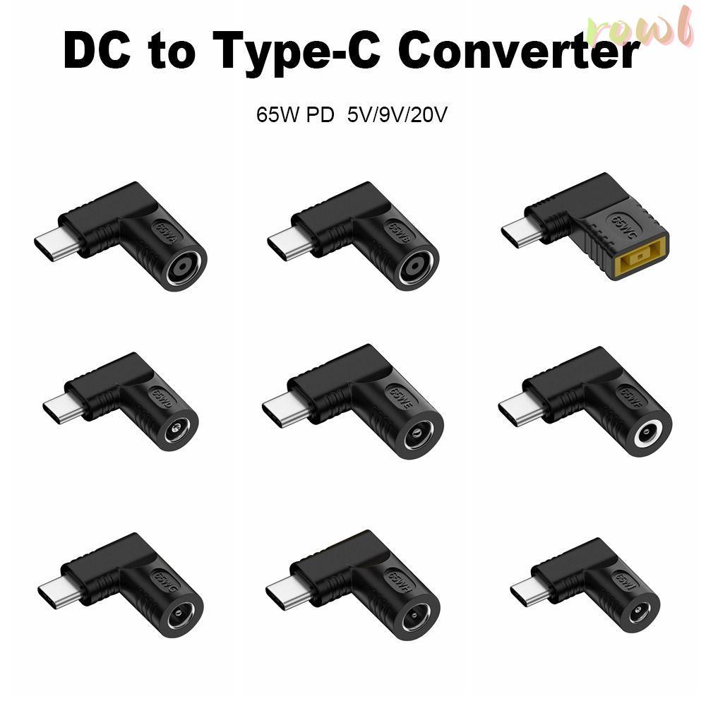 ROWL DC to Type C Converter 5v 9v 12v ปลั๊กสี่เหลี่ยมทนทาน PD 65W สําหรับ //