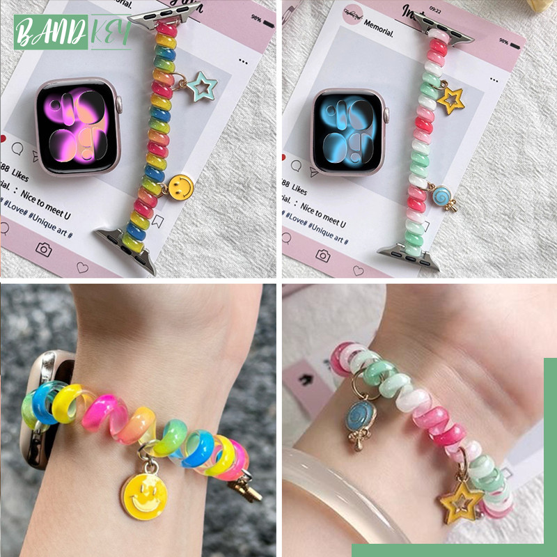 สายลูปเดี่ยวน่ารัก TPU for Apple Watch Ultra/SE 3 2 IWatch Series 11 10 9 8 7 6 5 49 46 45 44 42 41 40 38มม.
