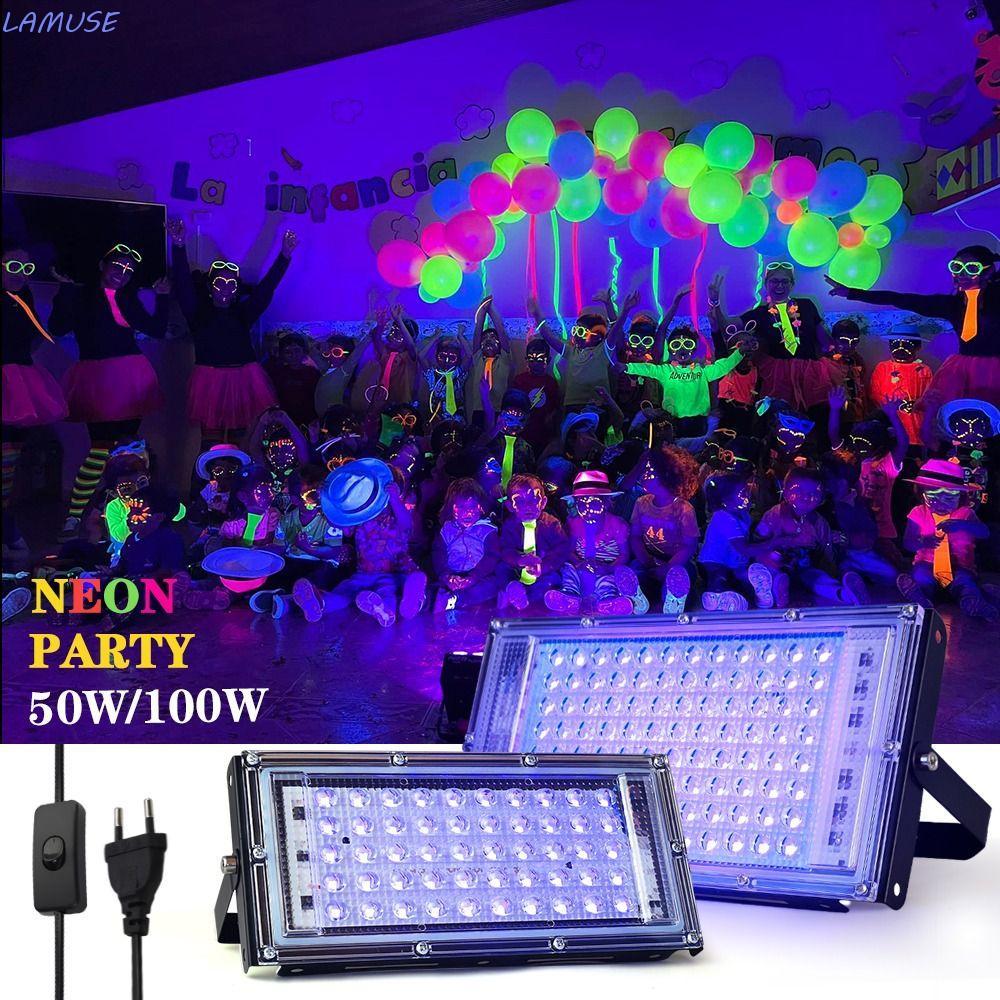 LAMUSE UV Lamp, 120 Glow 50W/100W UV Floodlight,แบบพกพาผล 395nm UV Stage Lamp ร้านอาหาร