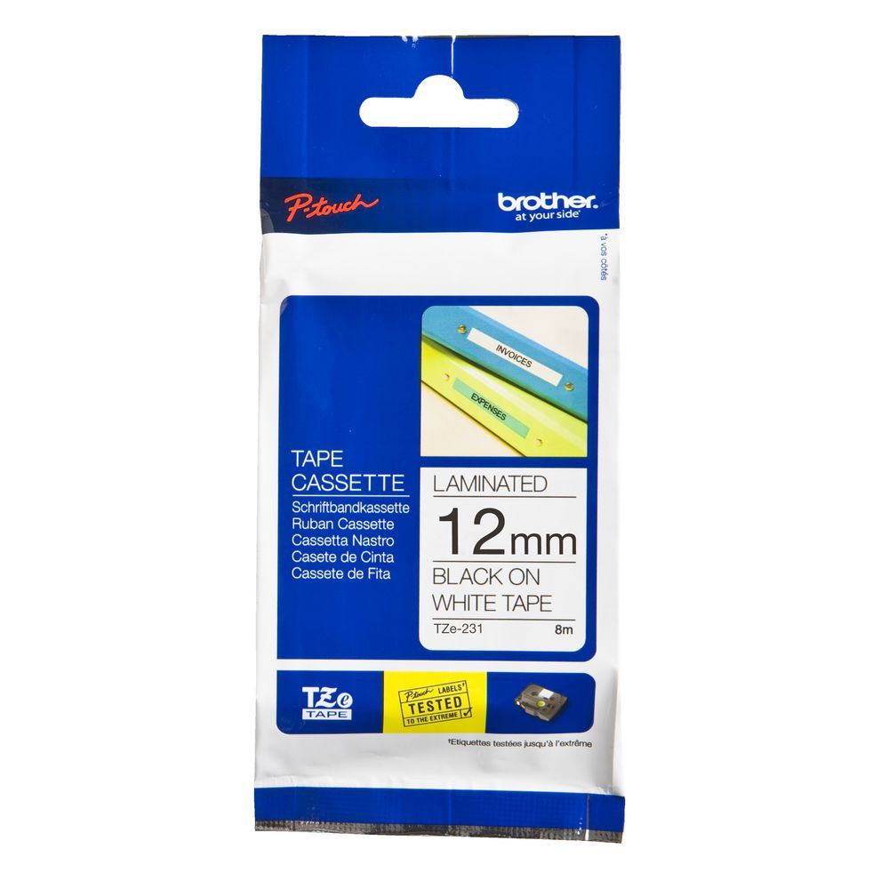 เทป Brother TZe-231 สีดําขาว (12mm)