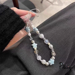 โซ่ห้อยโทรศัพท์มือถือแบบวัยรุ่น น่ารัก ดาวฤดูร้อน เชือกคล้องลูกปัด สร้อยข้อมือมือถือ DIY