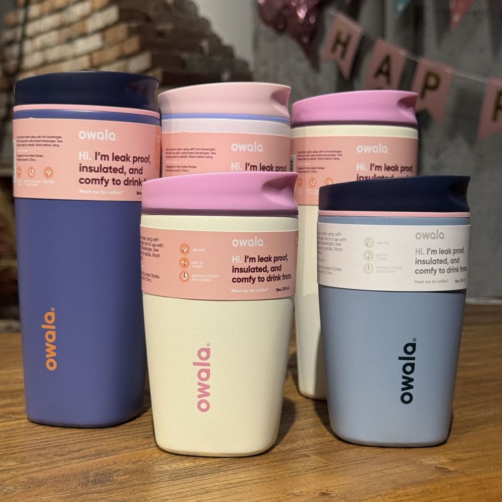 Owala แก้วสแตนเลสหุ้มฉนวนสุญญากาศ 20 ออนซ์ & 12 ออนซ์พร้อมฝาปิดเลื่อน Sip สําหรับกาแฟ สํานักงาน รถยนต์ และการเดินทาง