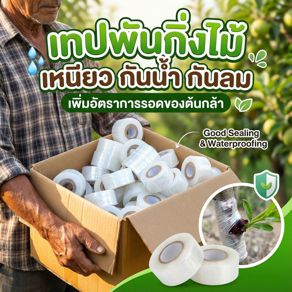 เทปพันกิ่งไม้ PE  ยืดหยุ่นสูง-ติดเองได้ ไม่ต้องมัดเงื่อนให้เจ็บมือ แผลสนิทไว กิ่งติดชัวร์