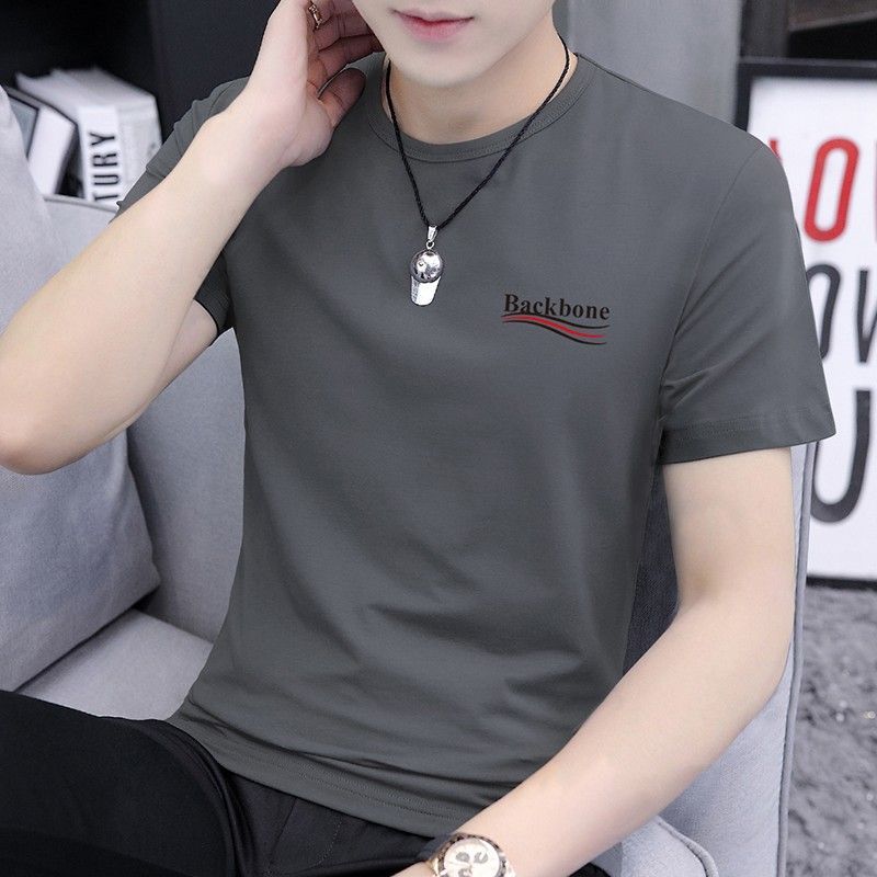 เกาหลีเกาหลี2026ฤดูร้อนแขนสั้นเสื้อยืดผู้ชายรอบคอSlim-Fitอินเทรนด์เสื้อสั้นผู้ชายบางเสื้อผ้าสบายๆAll