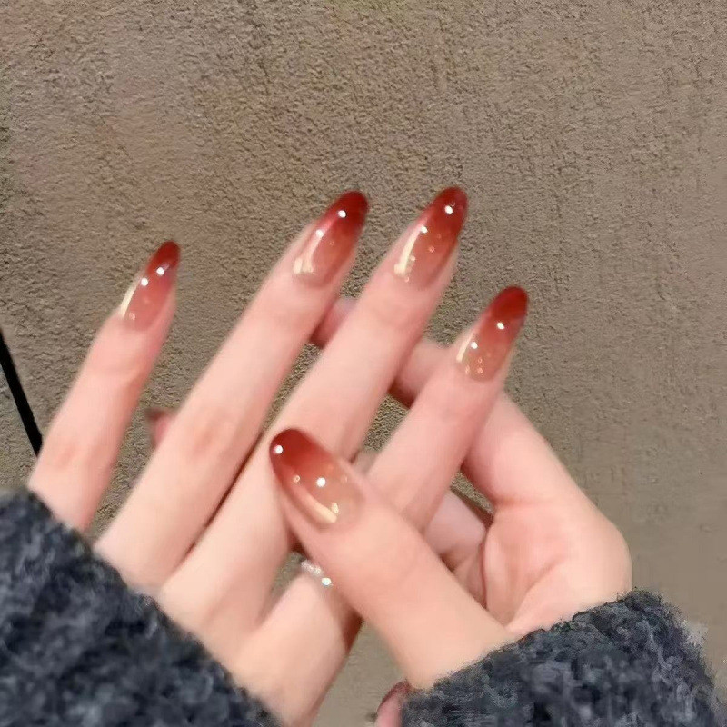 [Tule Pomegranate] แต่งเล็บงานแต่งงาน ไล่โทนสีสั้น สีแดง สีขาว Cats Eye Pure Desire มือหูอารมณ์ระดับไฮเอนด์