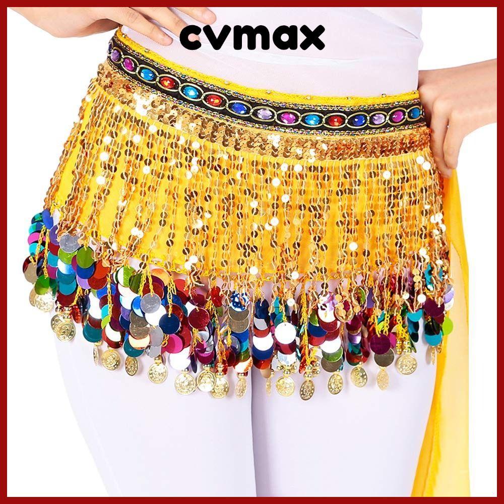 Cvmax เข็มขัดเต้นรําหน้าท้อง สําหรับไทย / อินเดีย / อาหรับ เลื่อมแสดงเครื่องแต่งกาย กระโปรงเต้นรํา