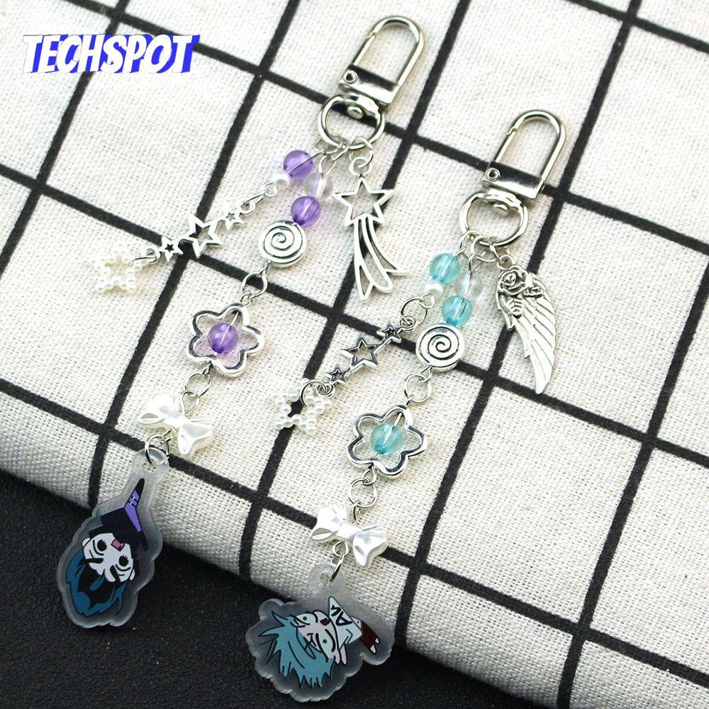 TECHSPOT Till Ivan จี้, โทรศัพท์ Charm ลูกปัด Alien Stage พวงกุญแจ, แฟชั่นน่ารักหัวใจโบว์อะนิเมะอุปก