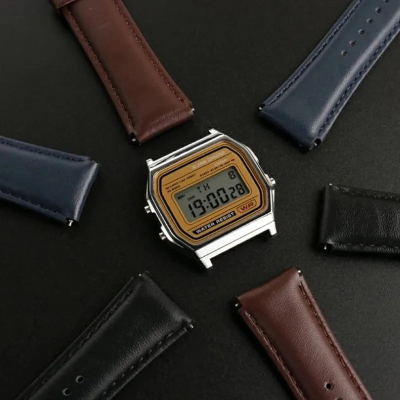 สําหรับ Casio Retro Small Square A159W-N1 A158WA A168 A159 AE1200 AQ230 700 นาฬิกาธุรกิจ 18 มม.สายนา