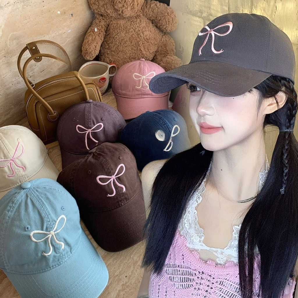 หมวกแก็ป ปีกโบว์ แฟชั่นเกาหลี มี5สี น่ารัก สีสันสดใส คุณภาพสูง COD