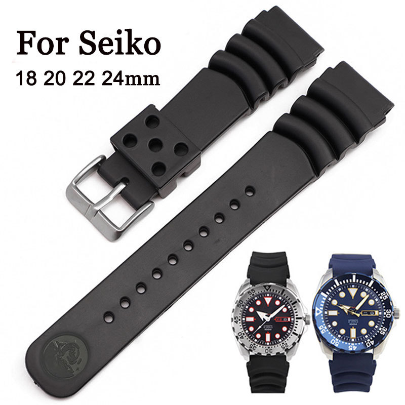 สายนาฬิกาซิลิโคนสําหรับ Seiko Water Ghost Diver ดําน้ํา MM007 Skx007 Skx009 SRP777 ทูน่าเต่า 18 มม.20 มม.22 มม.24 มม.ยางเรซิ่นสร้อยข้อมือกีฬานาฬิกาผู้ชายผู้หญิงเข็มขัด
