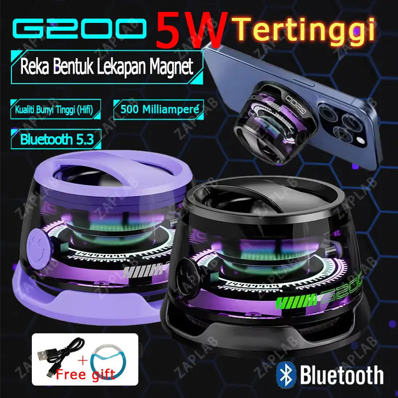 ลำโพงบลูทูธพกพา มินิ G200 ออกแบบมาพร้อมแม่เหล็ก เชื่อมต่อได้ด้วย Bluetooth 5.3 มีไฟ LED RGB และที่วา