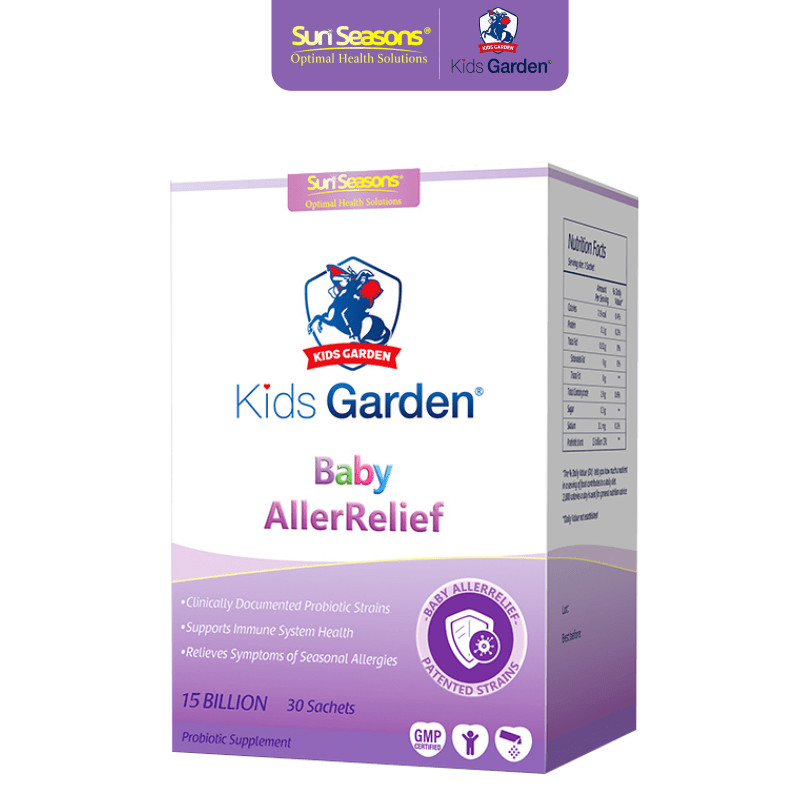 Kids Garden Baby AllerRelief Probiotic| ความเครียดโปรไบโอติกที่จดสิทธิบัตรสําหรับสุขภาพภูมิคุ้มกันและทางเดินหายใจของทารก | สูตรอ่อนโยน รองรับสุขภาพ