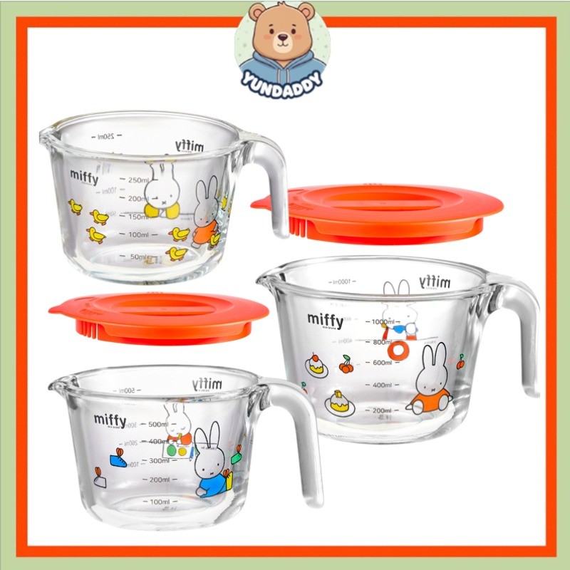[MIFFY] ถ้วยตวงแก้ว Ejiry (250ml, 500ml พร้อมฝาปิด, 1000ml พร้อมฝาปิด)